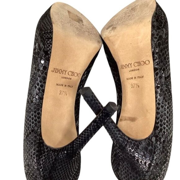 Jimmy Choo London Python Leather Peep-Toe Heels 37.5 (US 7.5) - Picture 4 of 5